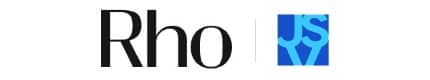 The image features a logo with the text "Rho" in black, followed by a blue square containing stylized white letters "JS" and "V".