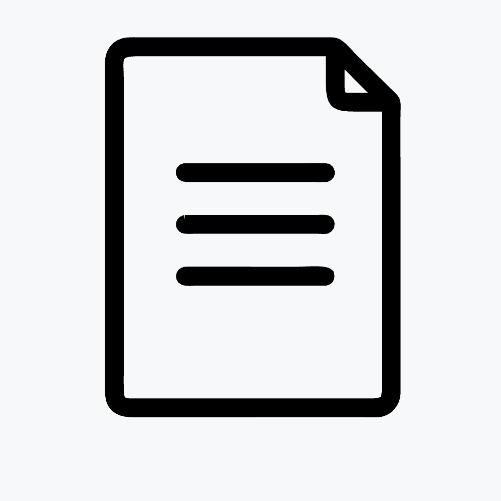 Icon of a blank document with a folded corner and three horizontal lines, representing text, centered on a plain background.