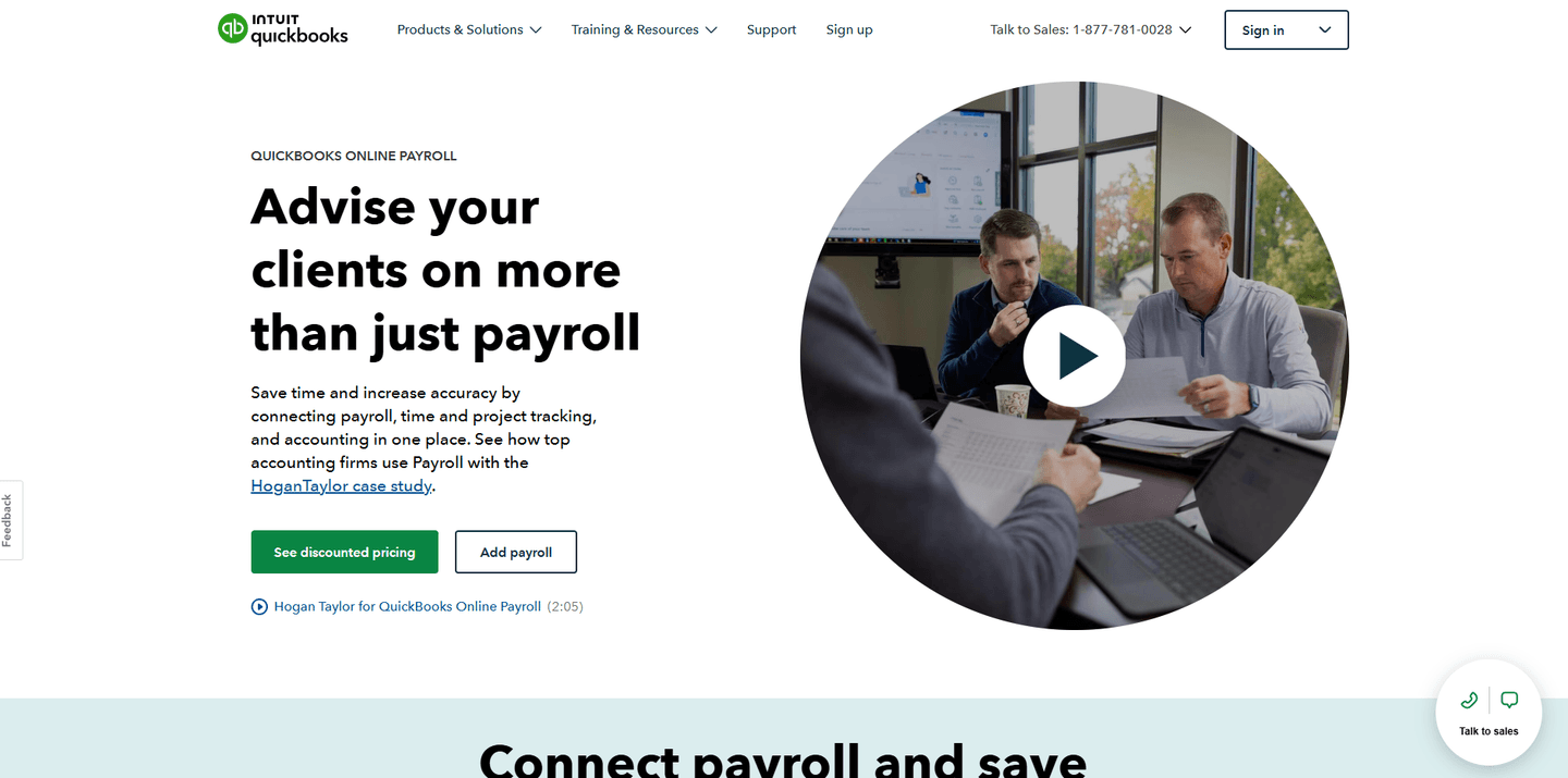 Quickbooks payroll landing page