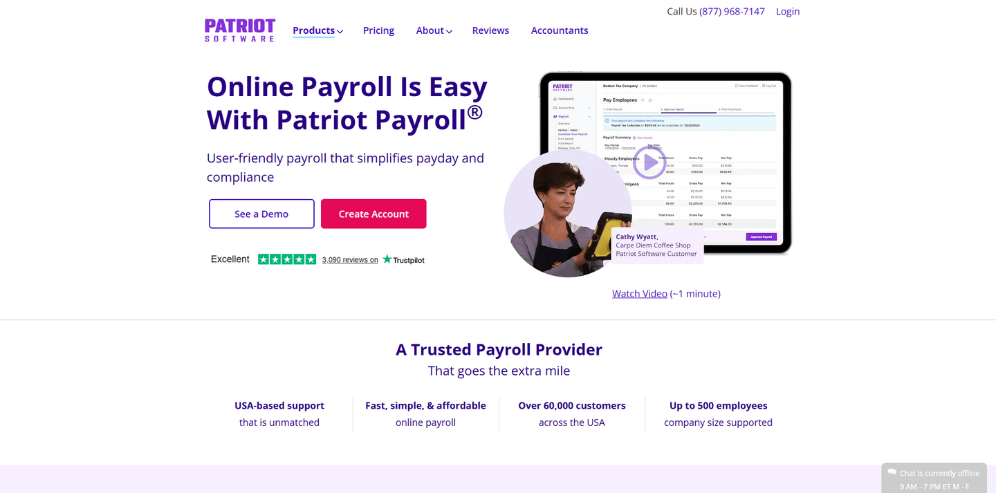 Patriot payroll landing page