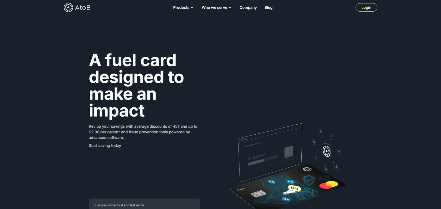 AtoB  landing page