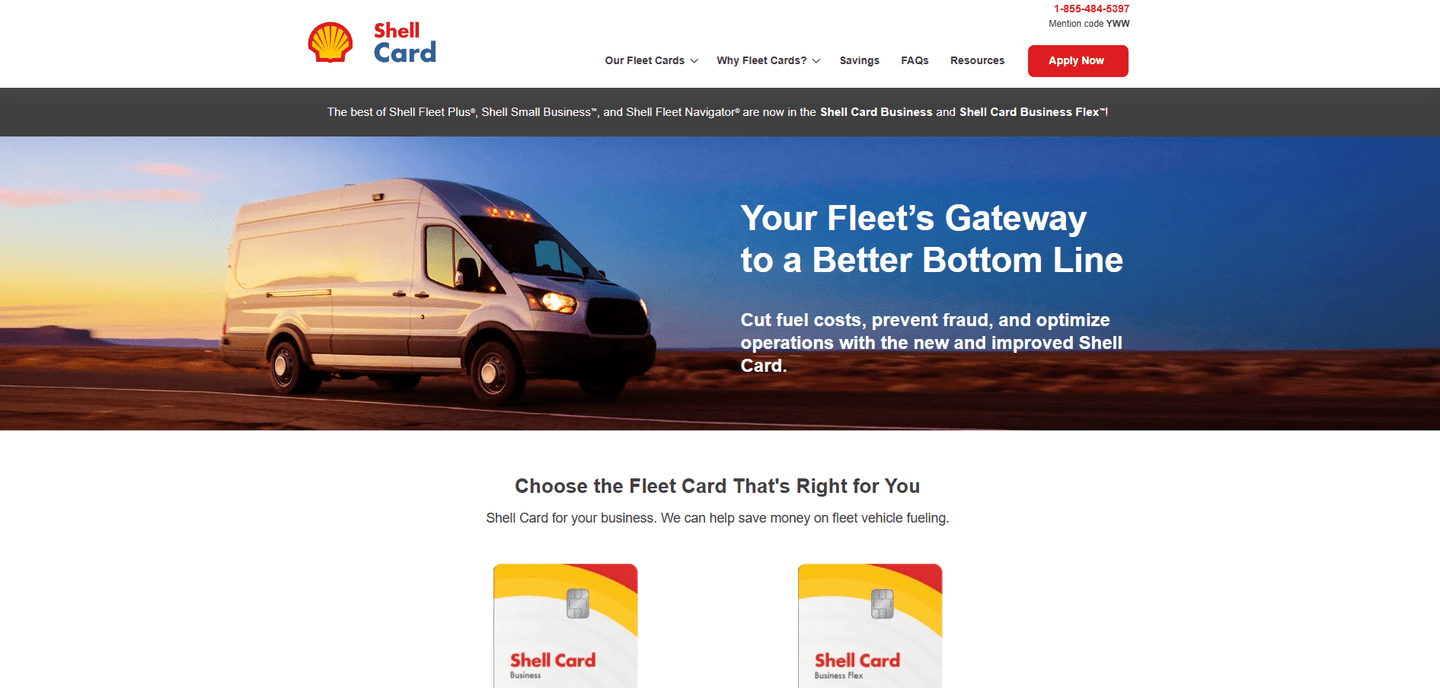 Shell card landing page