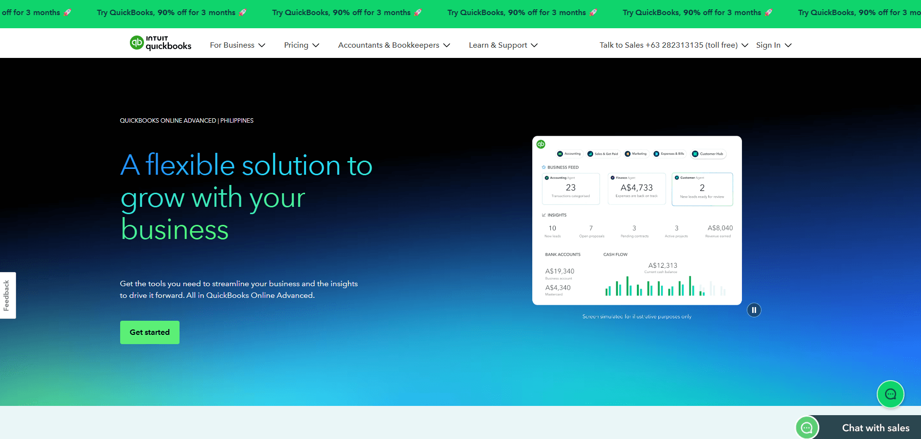 Quickbooks landing page