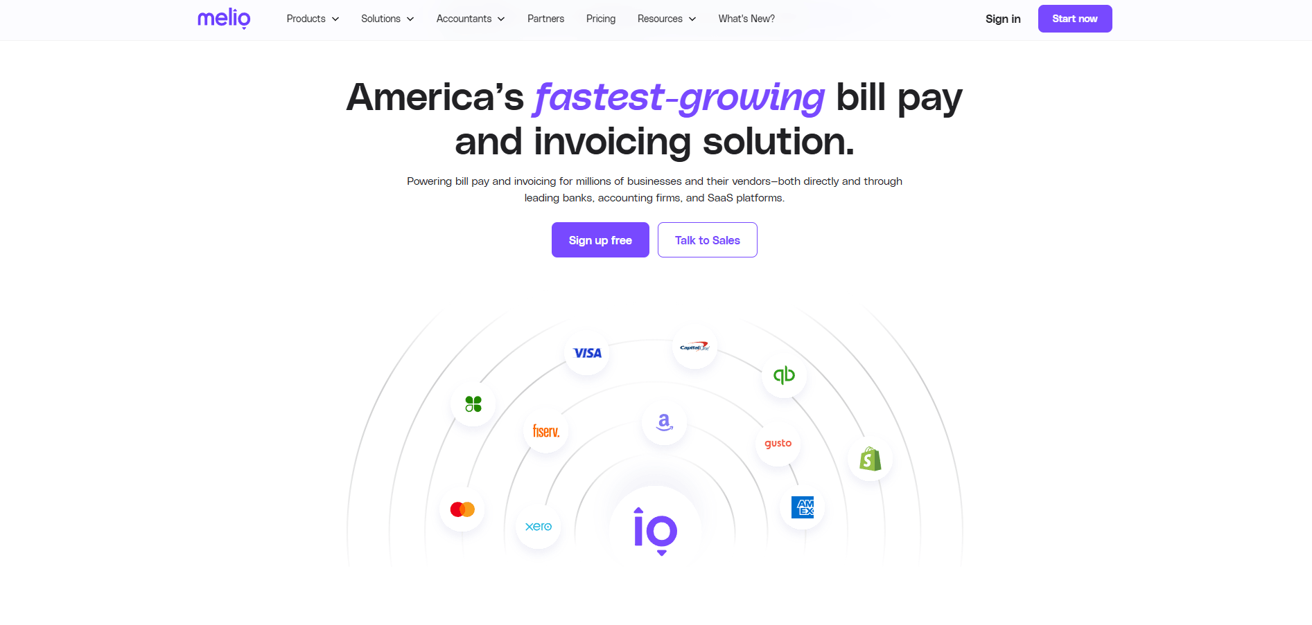 Melio landing page