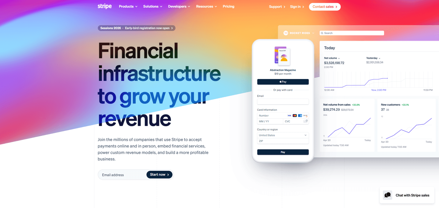 Stripe landing page