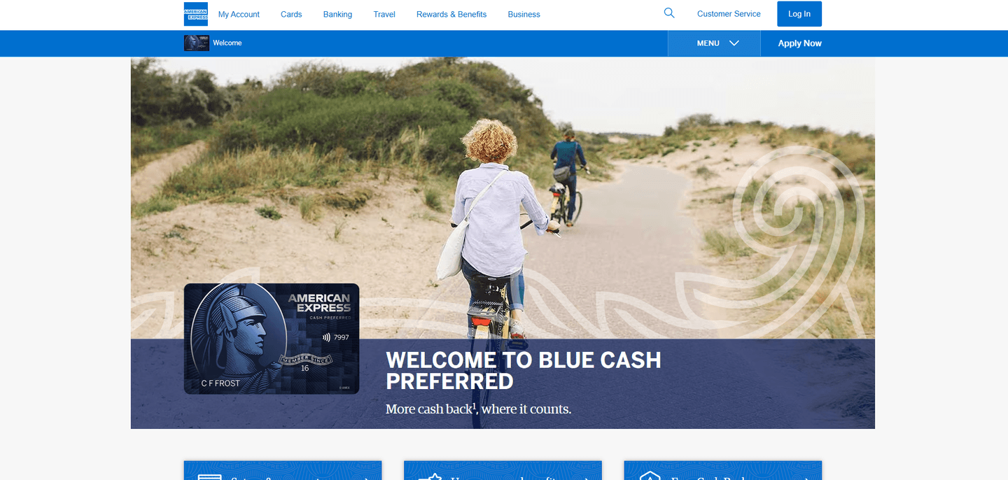 Amex blue cash preferred landing page