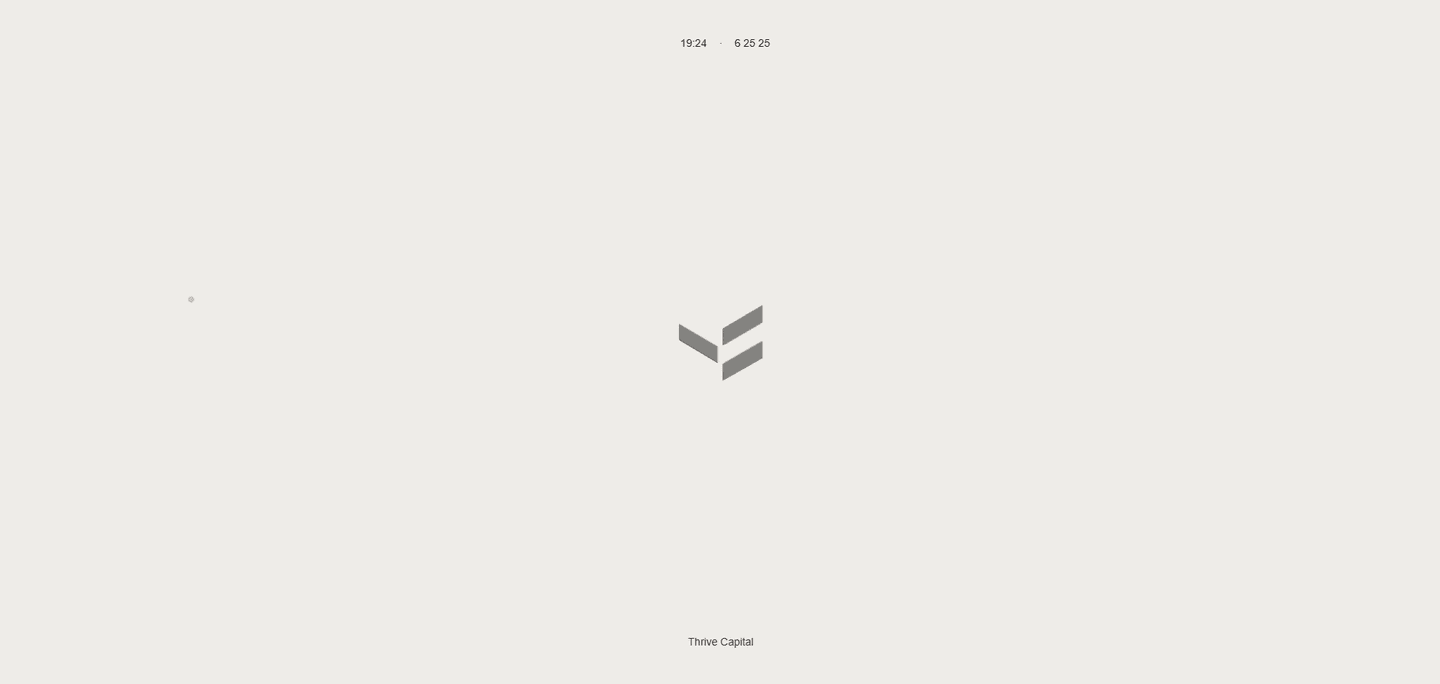 Thrive Capital homepage featuring the Thrive Capital logo on a minimalist background.