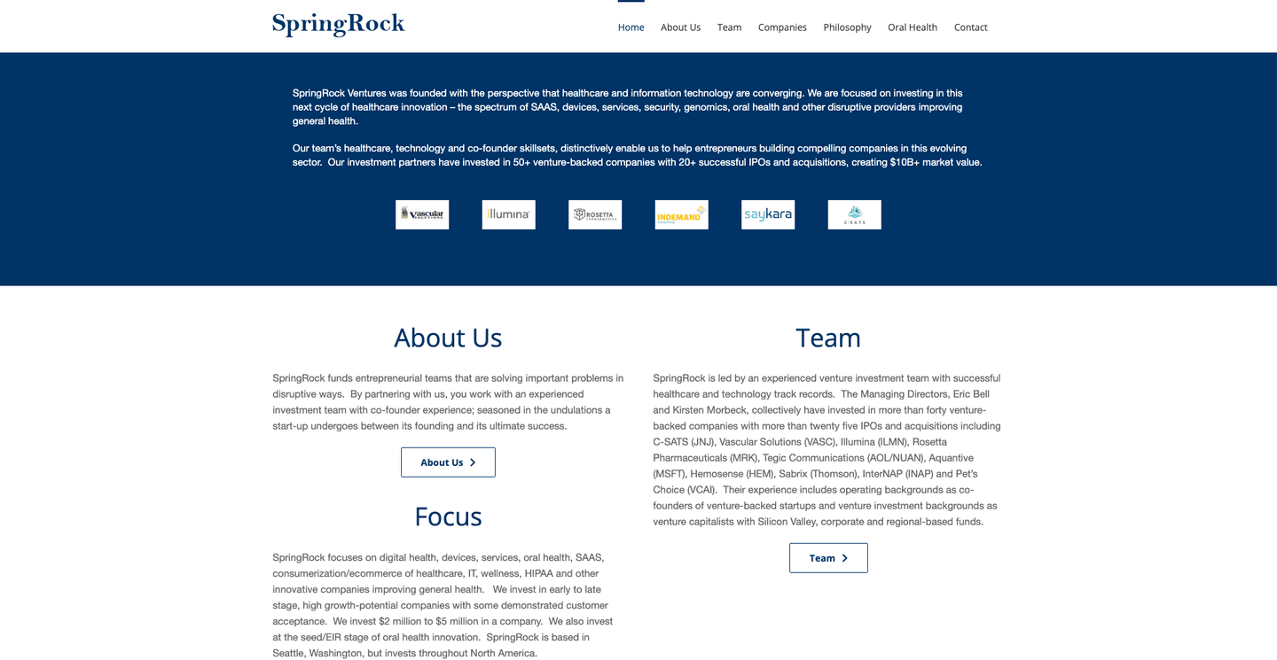 Image of SpringRock Ventures - Top VCs in Medical Device