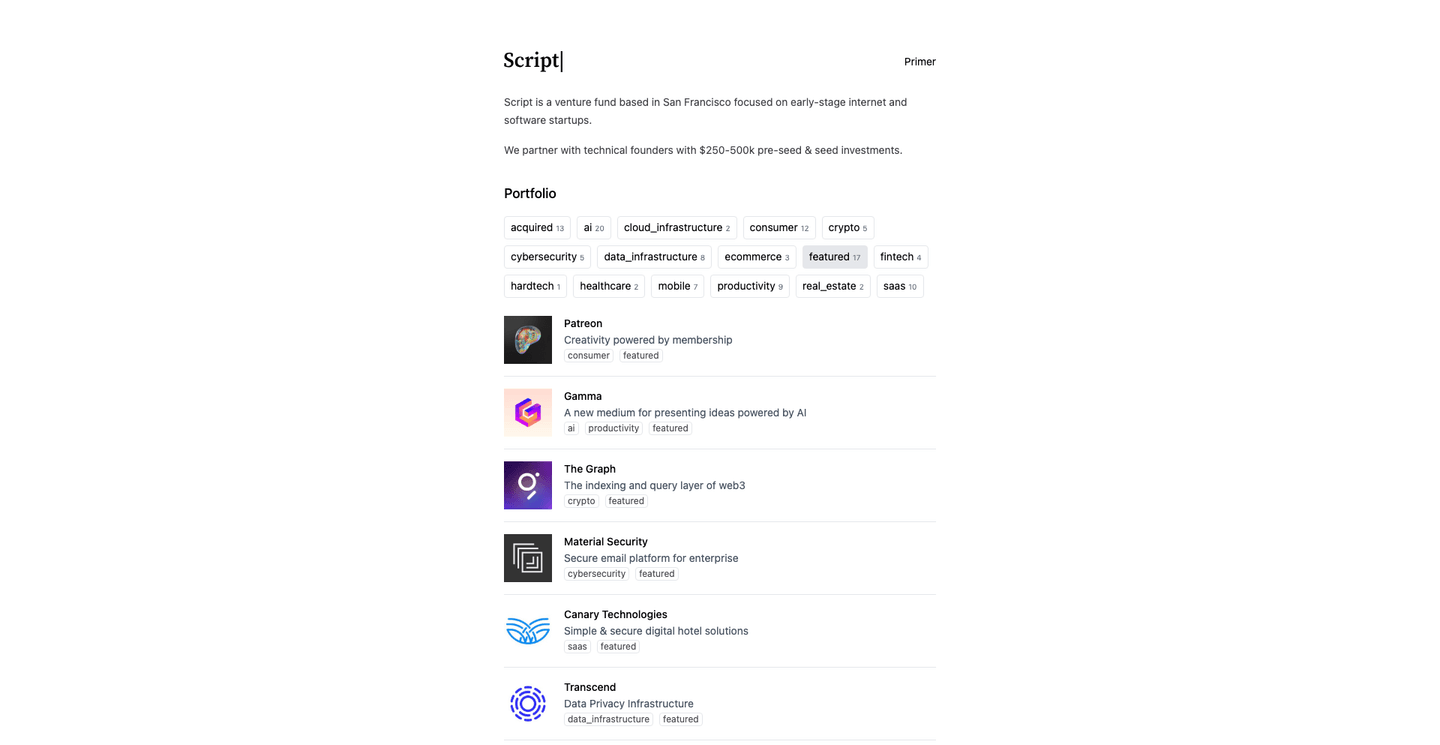 Image of Script Capital - Top VCs in SaaS