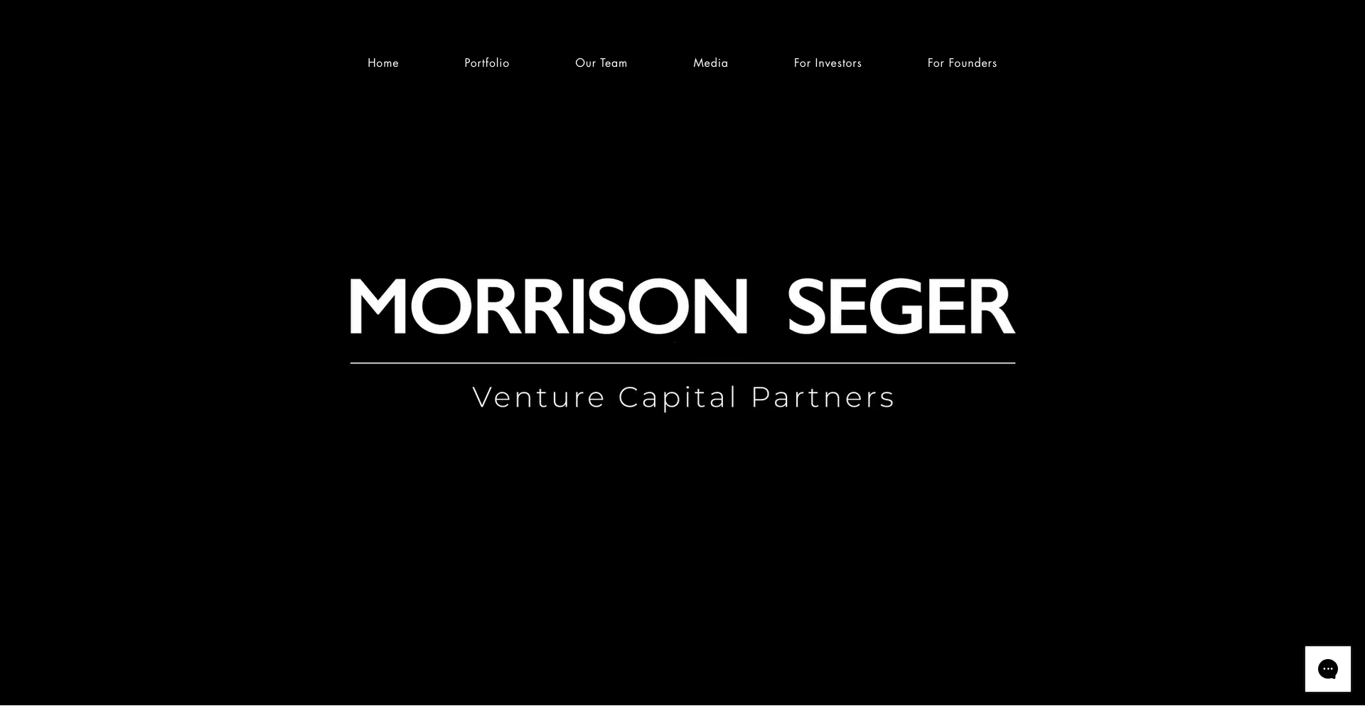 Morrison Seger homepage showing the Morrison Seger logo and text identifying the firm as venture capital partners.