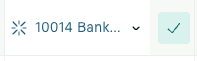 A folder icon labeled "10014 Bank..." with a dropdown arrow and a checkmark on a light green background.