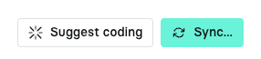 Two buttons: "Suggest coding" with a star icon and "Sync..." with a reload icon on a turquoise background.