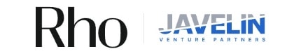 Logos for "Rho" in black and "Javelin Venture Partners" in blue with a stylized line through "Javelin."
