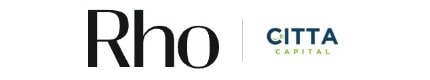 Logo featuring the text "Rho" in black and "CITTA CAPITAL" in blue and green on a white background.