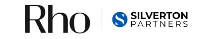 Logos of Rho and Silverton Partners side by side; Rho in black text, Silverton Partners with a blue emblem.