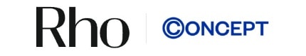 Black text "Rho" and blue text "CONCEPT" with a circular logo around the letter "C".
