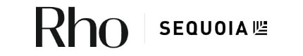 Logos of "Rho" with black text and "SEQUOIA" with a stylized tree emblem on the right.