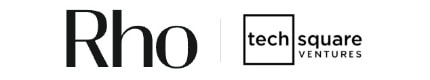 Logos of Rho and Tech Square Ventures, with Rho on the left in bold text and Tech Square Ventures inside a square outline on the right.