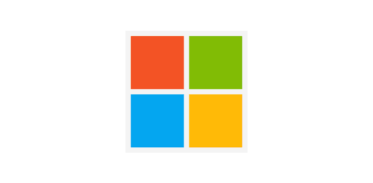Microsoft logo with four squares in red, green, blue, and yellow, arranged in a 2x2 grid on a black background.
