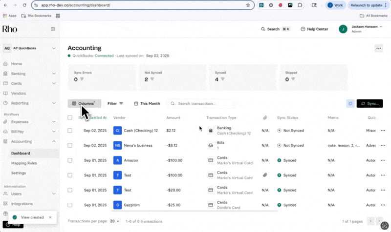 User navigating accounting dashboard