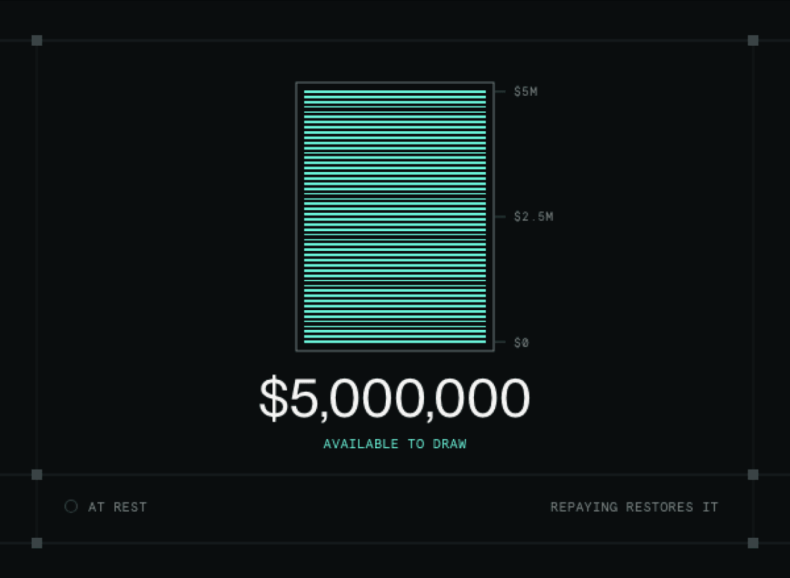 $5,000,000 available to draw; repaying restores it