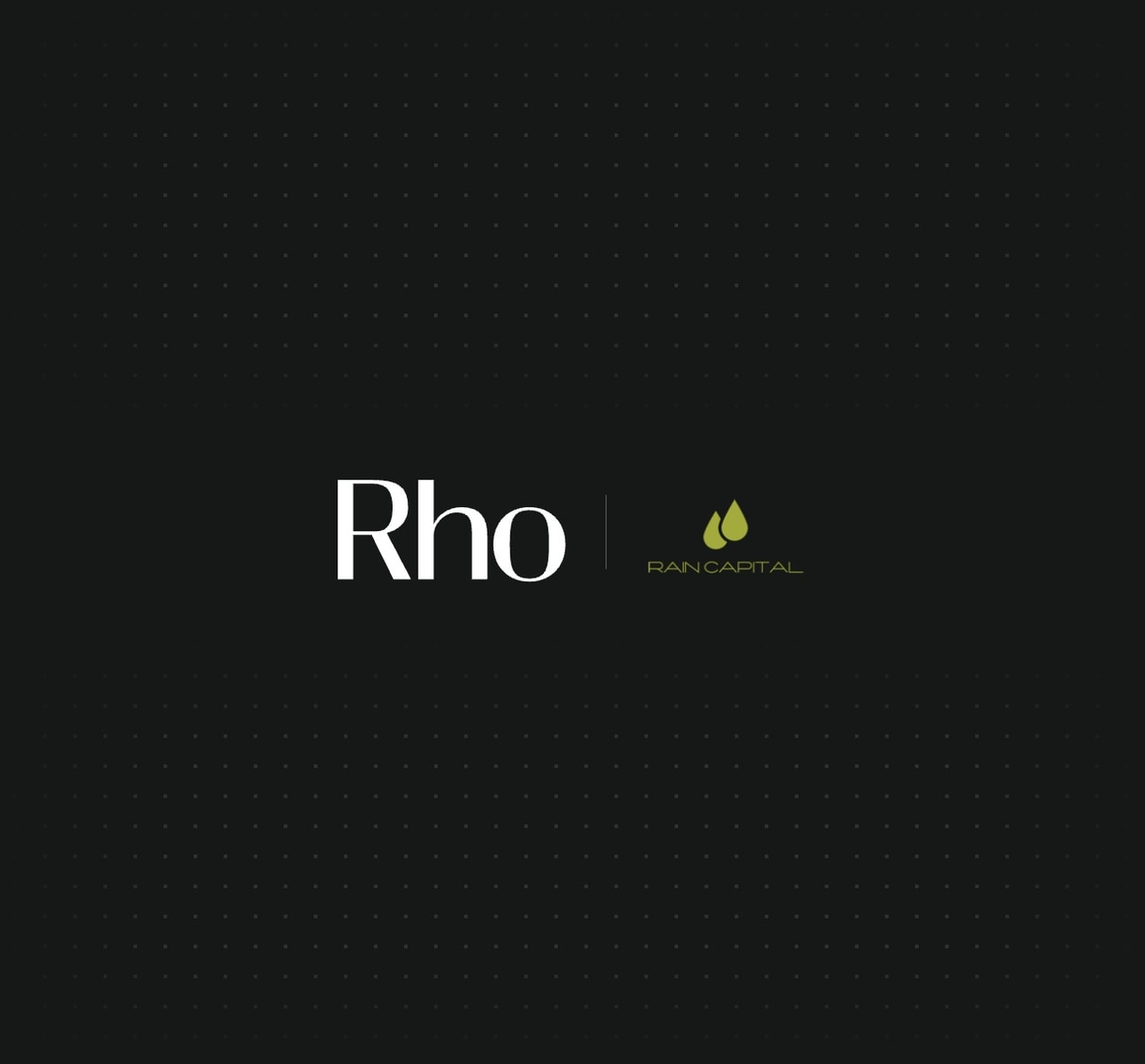 Black background featuring the "Rho" logo in white and "RAN Capital" with a leaf icon in green.