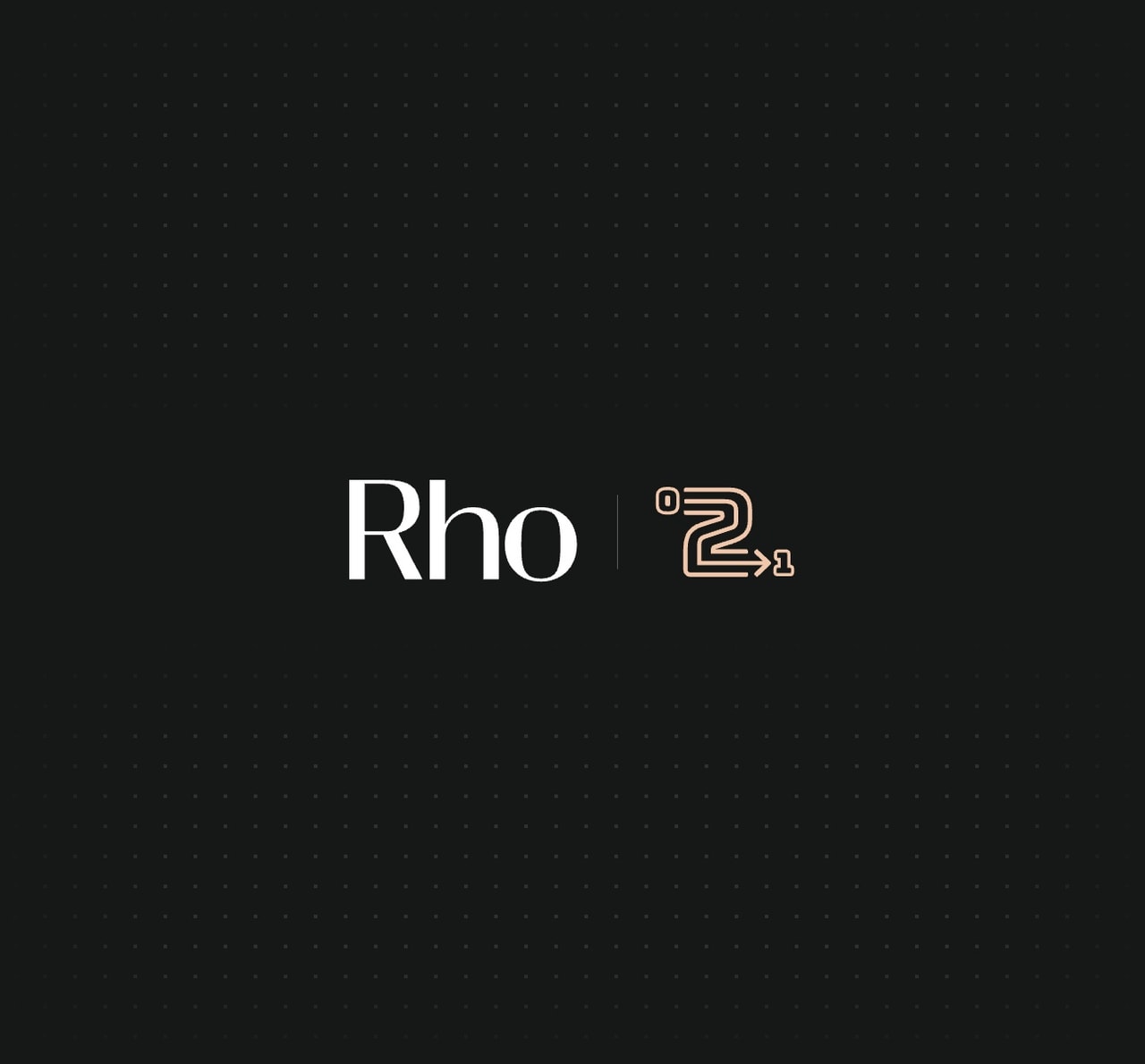 "Black background with 'Rho' in white text and a stylized, orange numeral '2' and arrow design to the right."