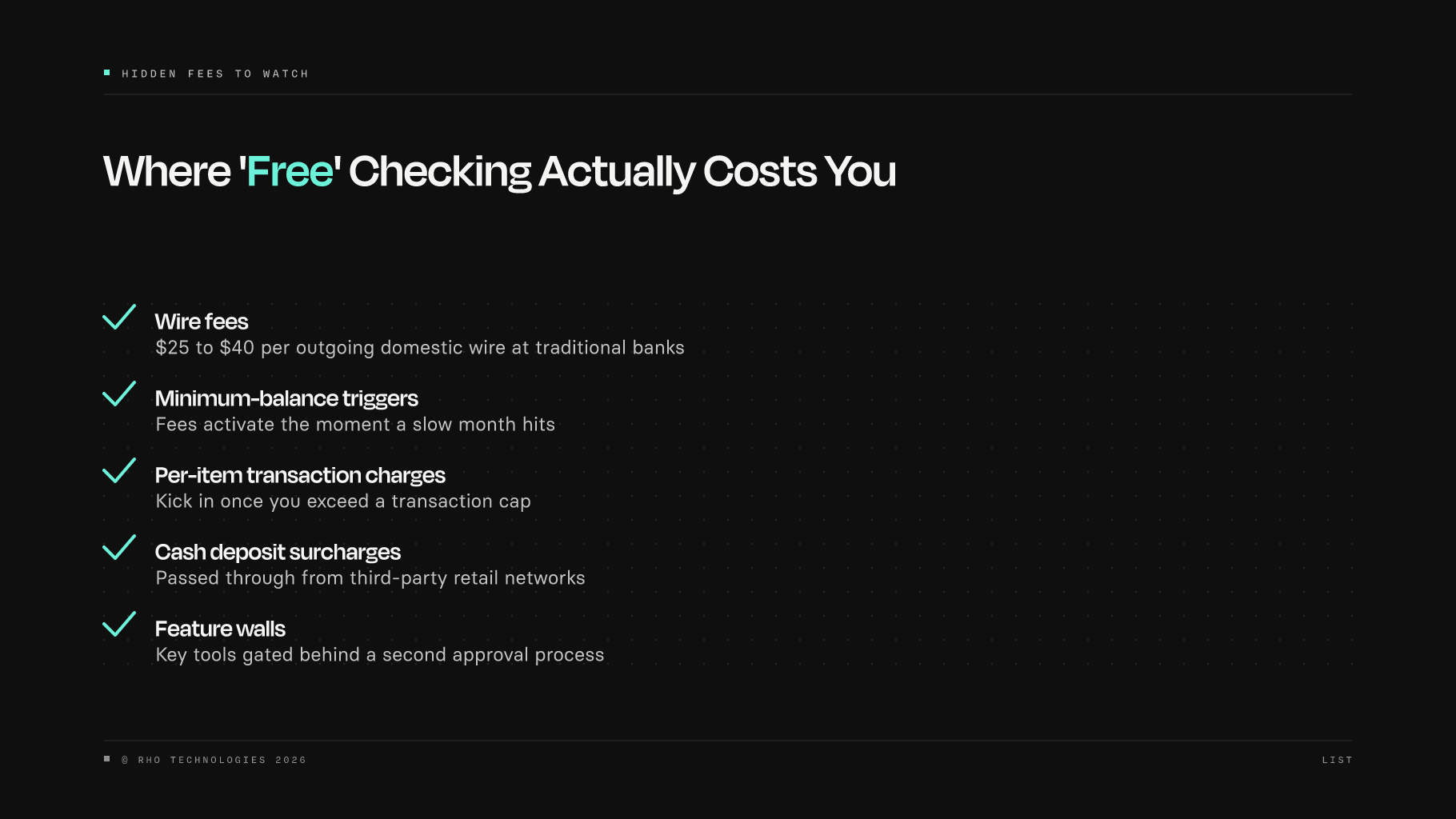 Checklist of hidden business checking fees founders encounter after signing up