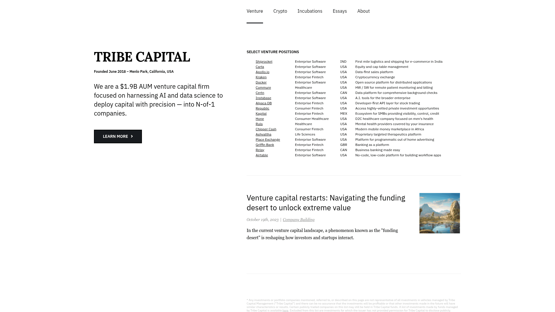 Image of Tribe Capital - Series A VC Firm