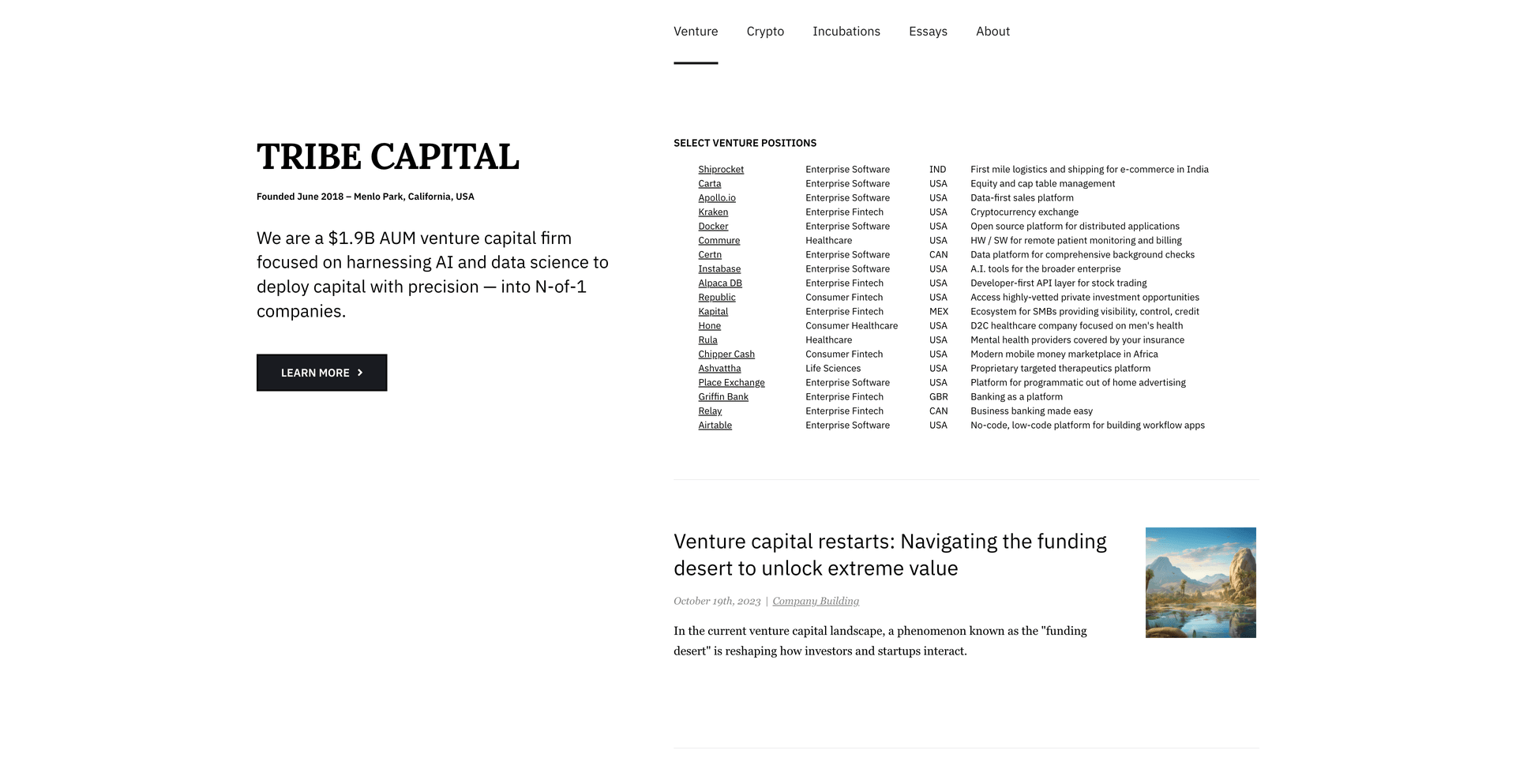 Image of Tribe Capital - Top VCs in Financial Services