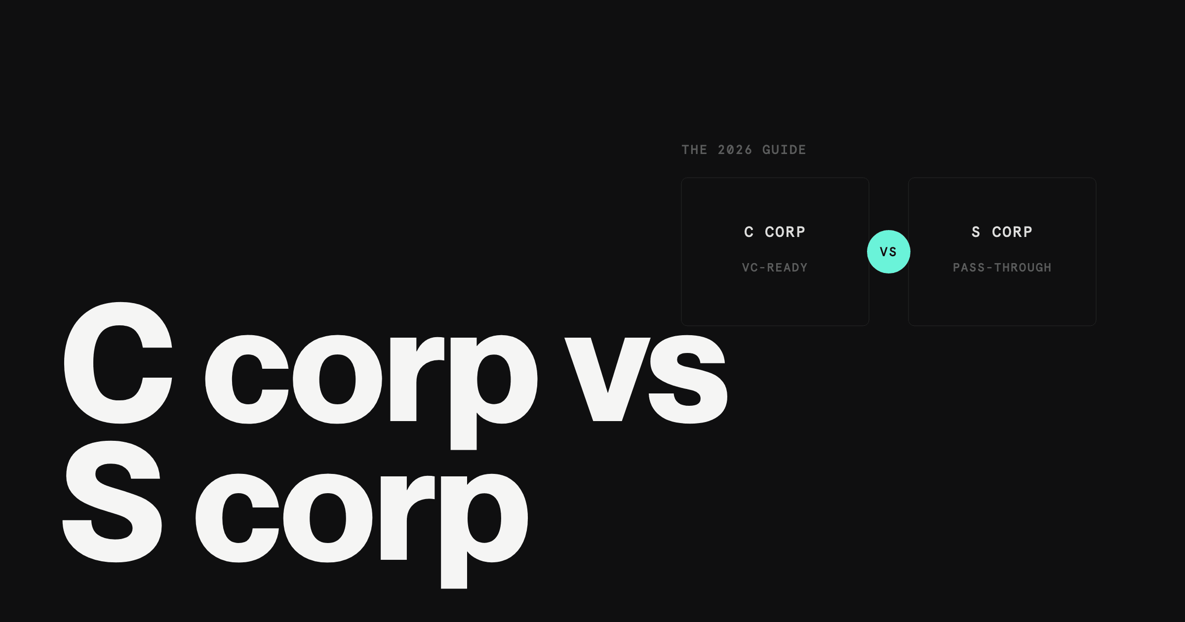 C Corp vs S Corp (vs LLC) for Startups: 2026 Guide