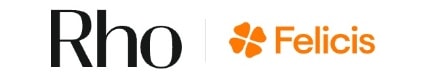 Logos of Rho in black text and Felicis in orange text with a four-leaf icon, side by side on a white background.