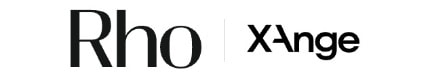 The image shows the logos for "Rho" and "XAnge" in black text on a white background, separated by a vertical line.