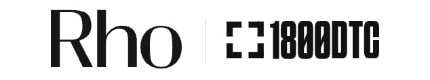 Stylized text logo featuring the words "Rho" and "1800DTC" with unique typography.