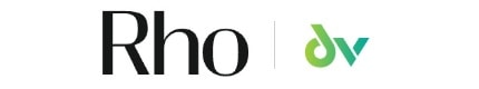 The image shows the logo with the text "Rho" in black and the letters "dv" in green, connected by a vertical line.