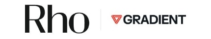 Logo featuring the text "Rho" and "Gradient" with a red triangular icon between them.
