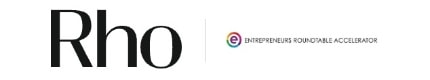"Rho logo next to Entrepreneur Roundtable Accelerator logo with colorful 'e' icon and text."