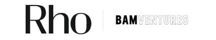 Logos of "Rho" in bold black text and "BAM Ventures" with "BAM" in black and "VENTURES" in lighter font.