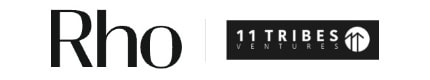 Logos of "Rho" and "11 Tribes Ventures" side by side. The "11 Tribes Ventures" logo includes a stylized number eleven and tribal emblem.