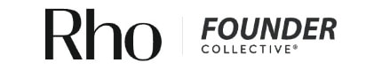 Logos of "Rho" and "Founder Collective" in black text on a white background.