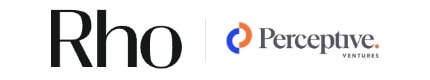 Logos of Rho and Perceptive Ventures, featuring bold text and a circular blue and orange design.