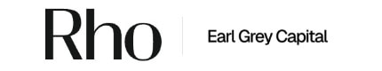 Black text logo reading "Rho Earl Grey Capital" on a white background, with "Rho" in larger letters.