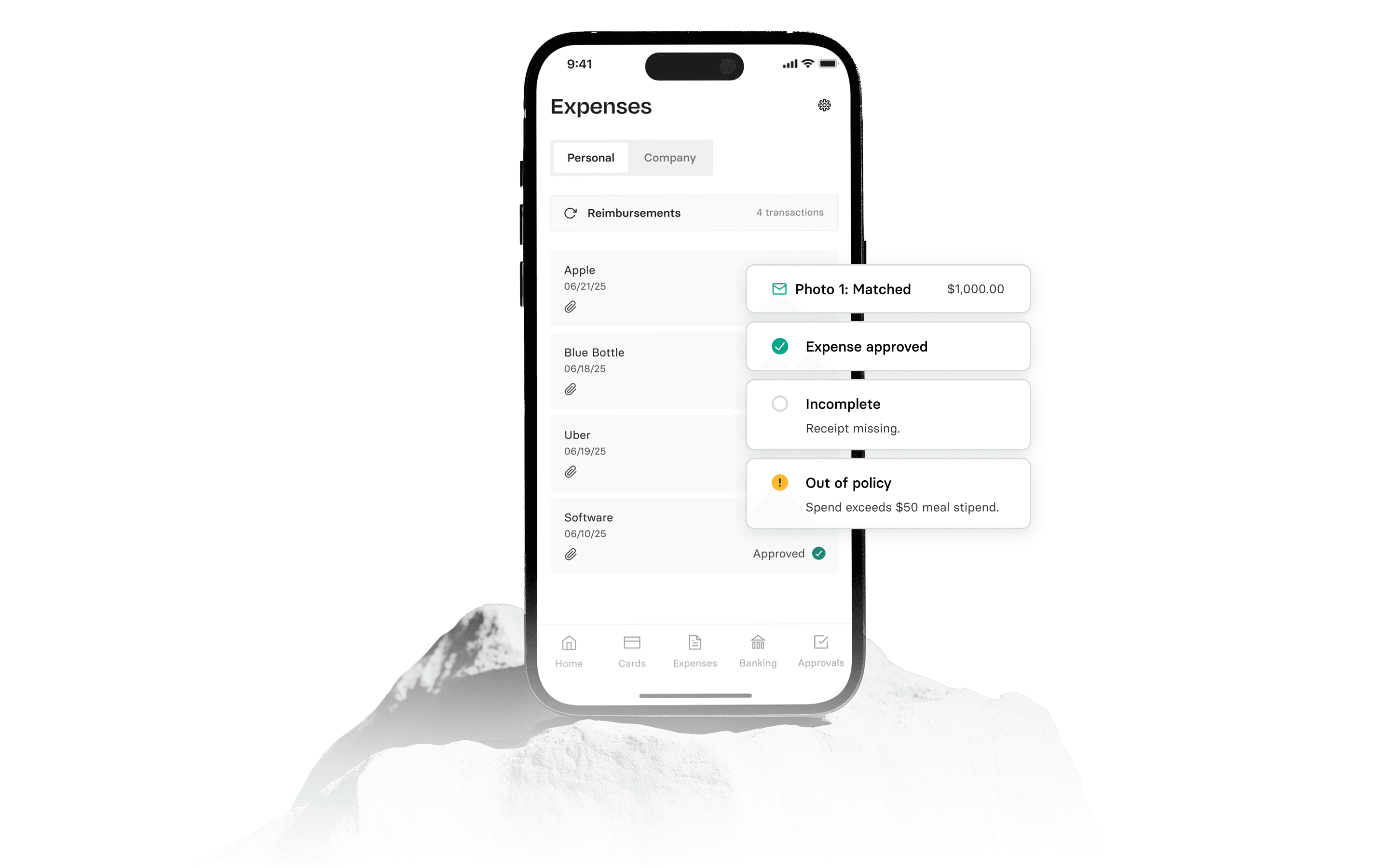corporate card mobile controls